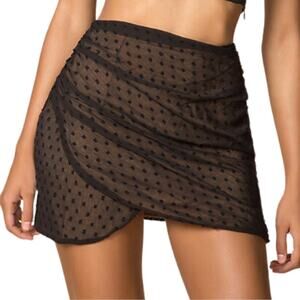 Superdown Hannoh Swiss Dot Mini Skirt in Black Size Medium